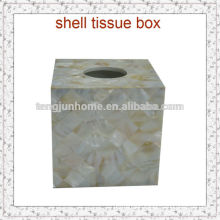 CCFW-TB Chinese Freshwater Shell Total White Square Tissue Box Shell Mosaic